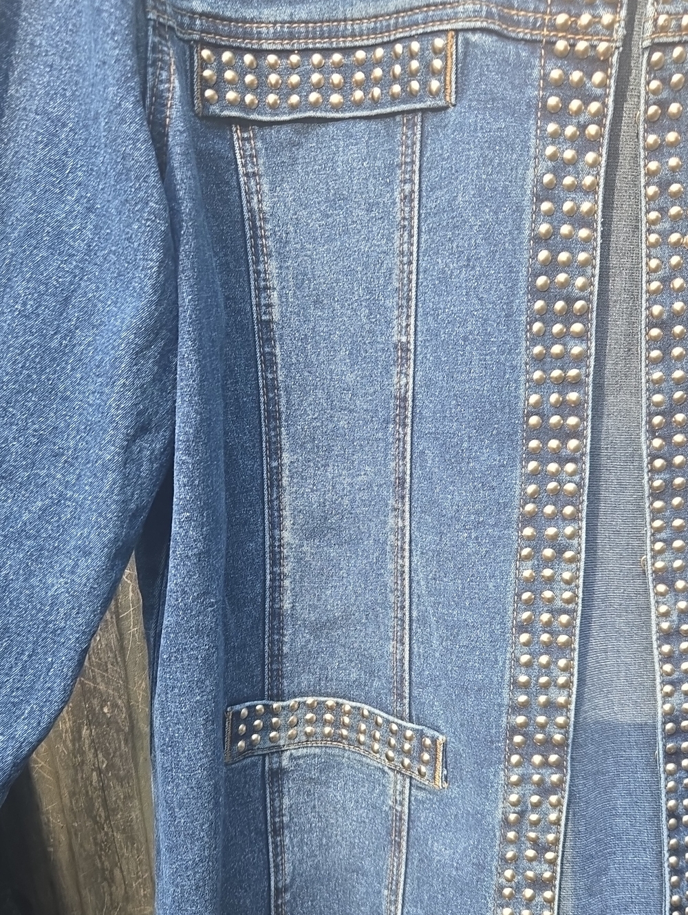 Embellished Denim Jacket Sz. XL - Picture 6 of 8